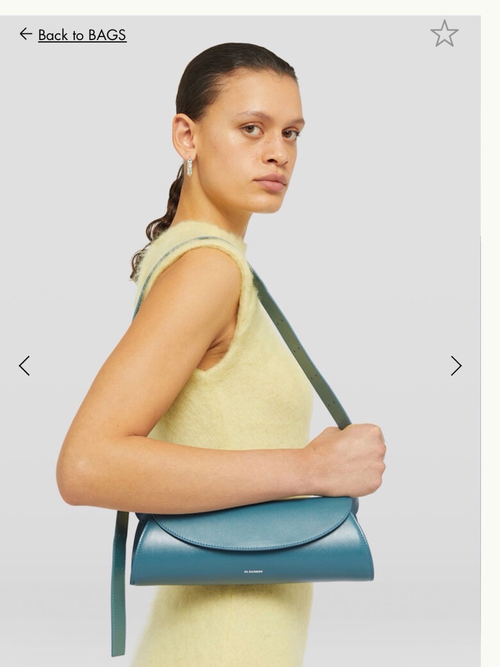 Jil Sander Teal Blue Leather Shoulder Bag